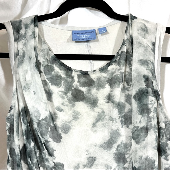 🌸3/$25 Simply Vera Wang Drape Neck Mixed Media Layered Ruched Tunic Top, Size S - Picture 3 of 12